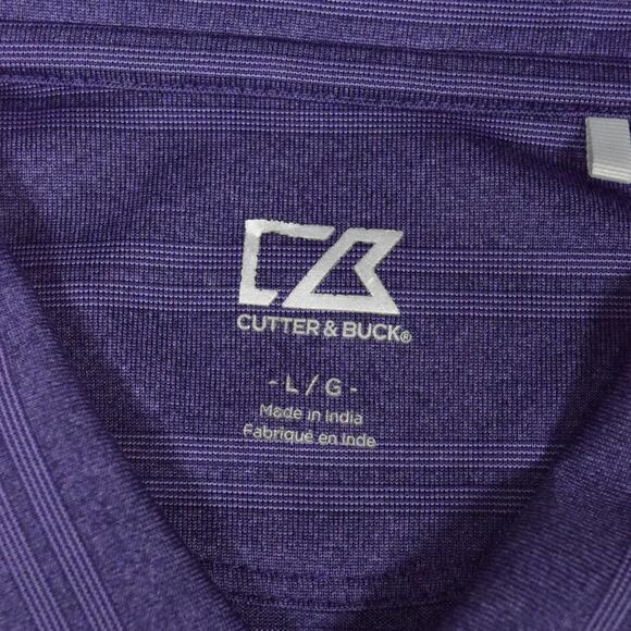 LSU Purple Striped Polo 2017 College World Series Baseball Cutter & Buck Sz L - Picture 5 of 8